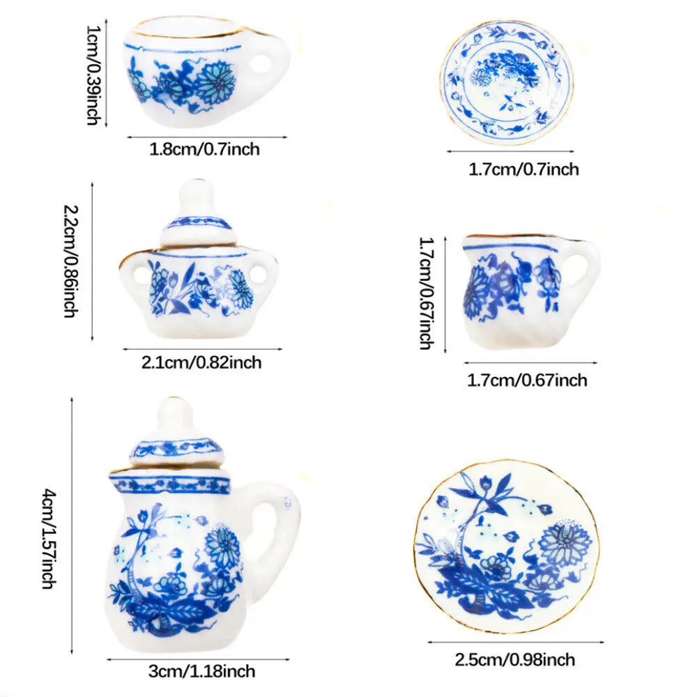 15pcs Mini Porcelain Tea Set – Dollhouse Tableware