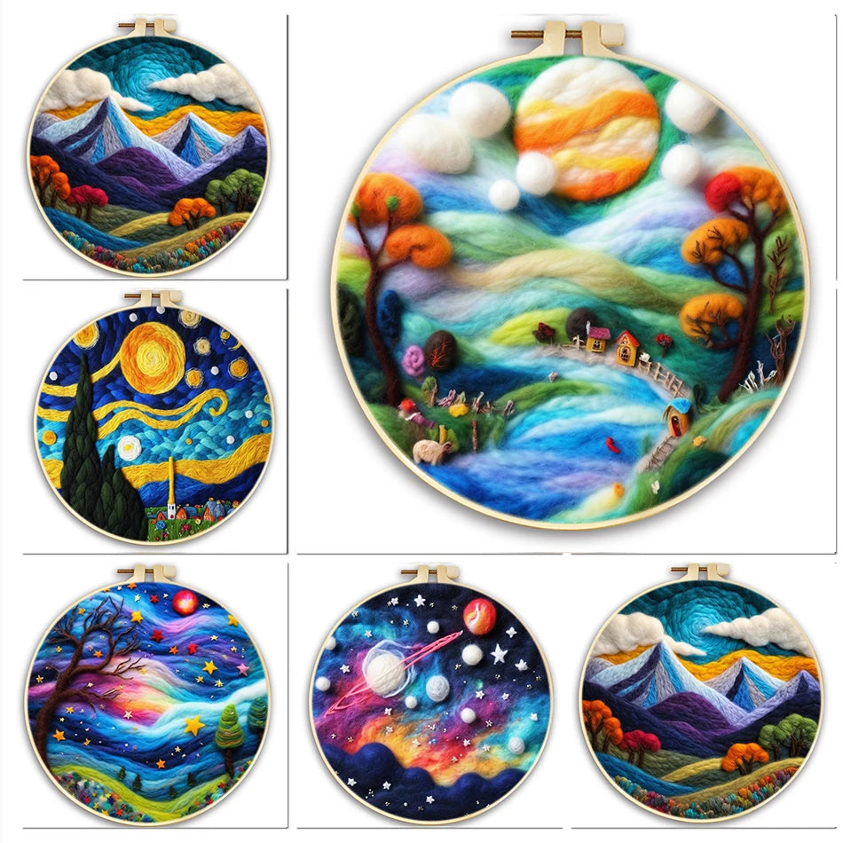 DIY Wool Felt Painting Kit – Moon Scenery