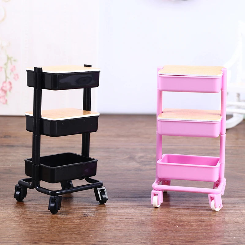 1:12 Mini Trolley Cart – Dollhouse Kitchen Storage Shelf