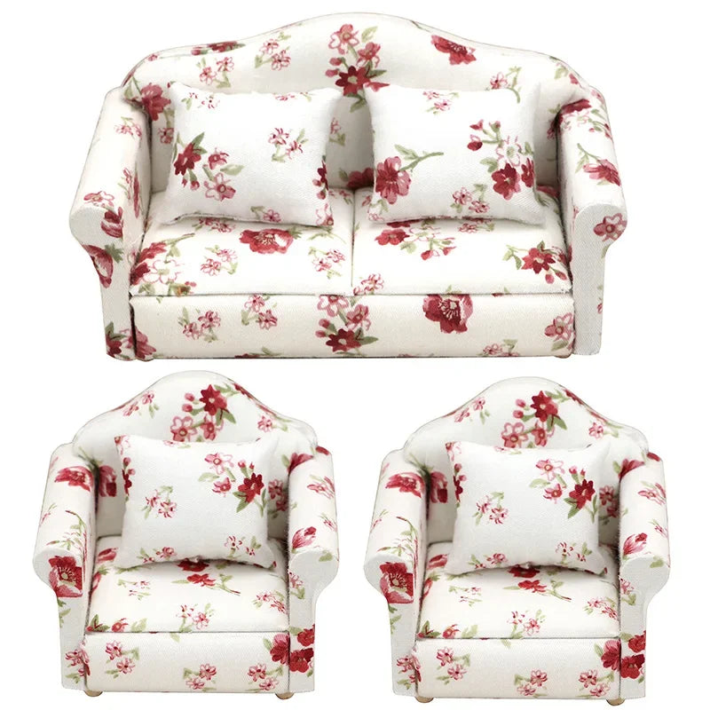 1:12 Mini Dollhouse Sofa & Pillow Set – Simulation Furniture ToyGift