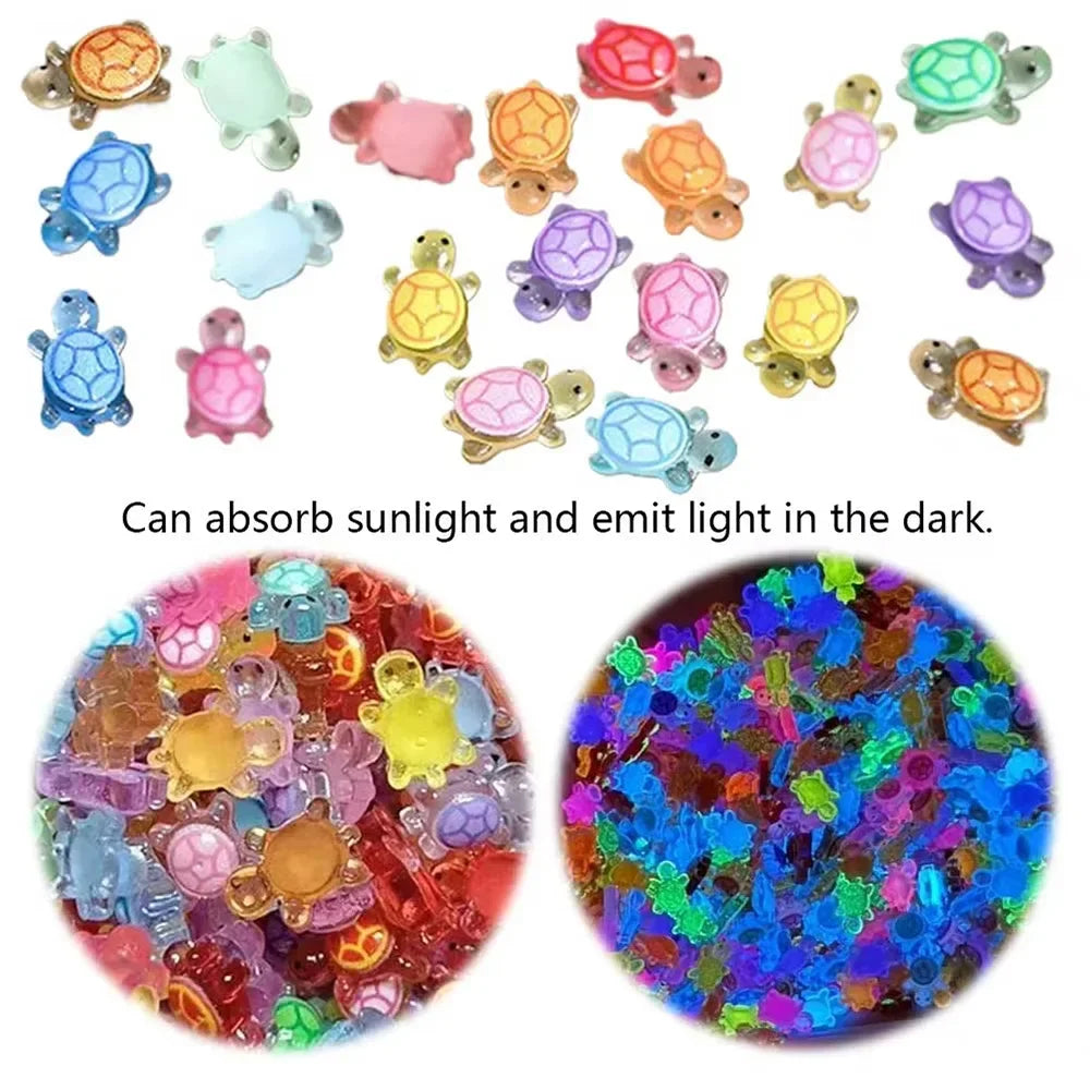 100pcs Mini Glow Turtles – Resin Figurines for Crafts & Landscaping