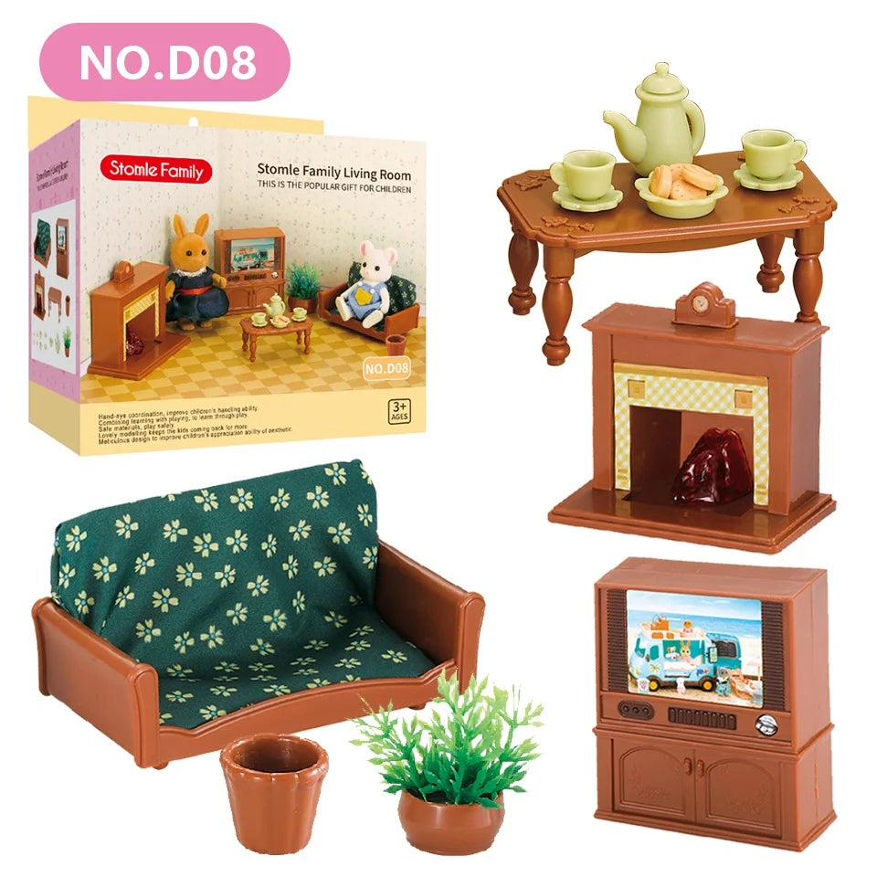 1:12 Mini Forest Kitchen & Bath Set – Dollhouse Furniture for Girls