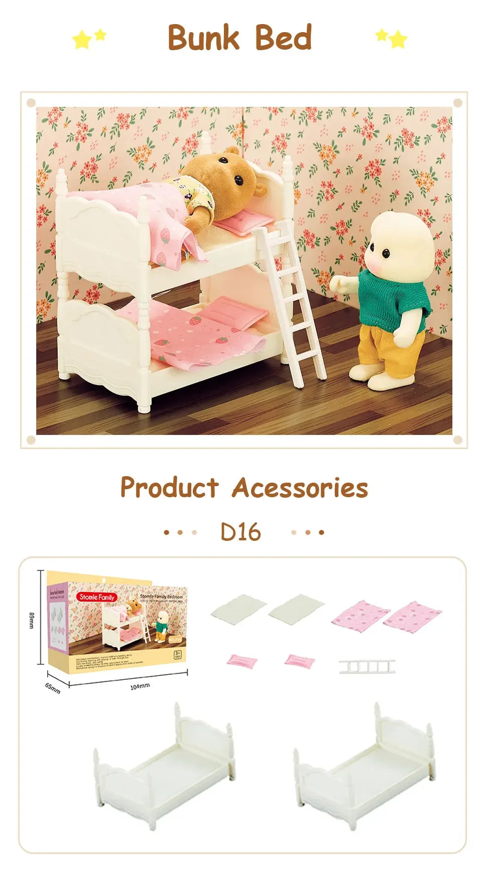 1:12 Mini Forest Kitchen & Bath Set – Dollhouse Furniture for Girls