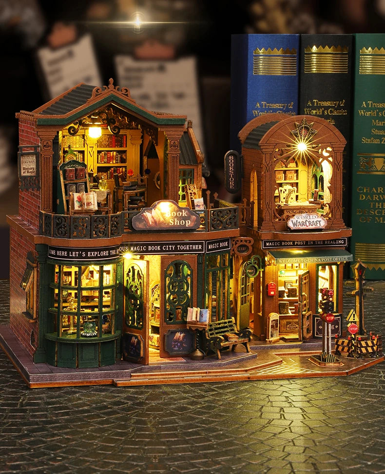 Twilight Bookstore DIY Wooden Dollhouse Kit