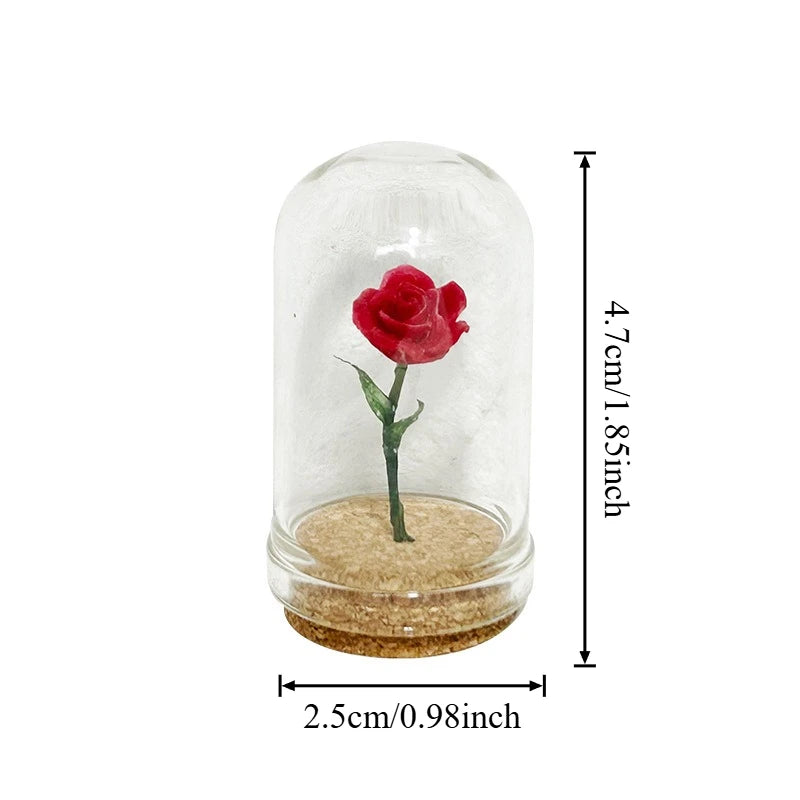 1/5pcs Mini Rose Under Glass Cloche – 1:12 Dollhouse Decoration