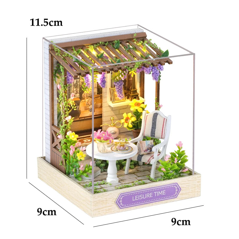 Wooden DIY Miniature Dollhouse Kit with Furniture