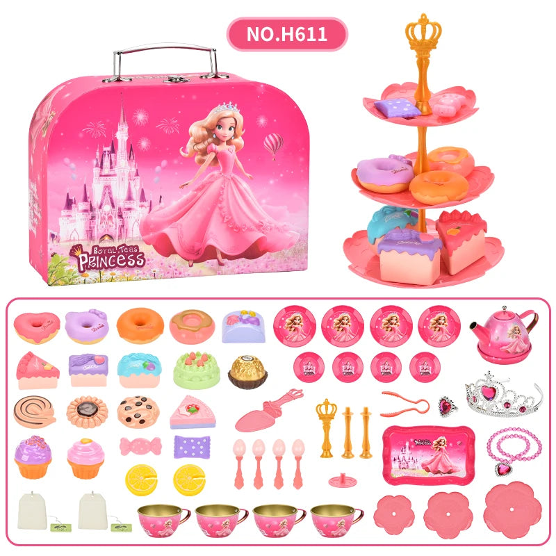 52-Piece Princess Tea Party Set – Metal Pretend Play Toy,