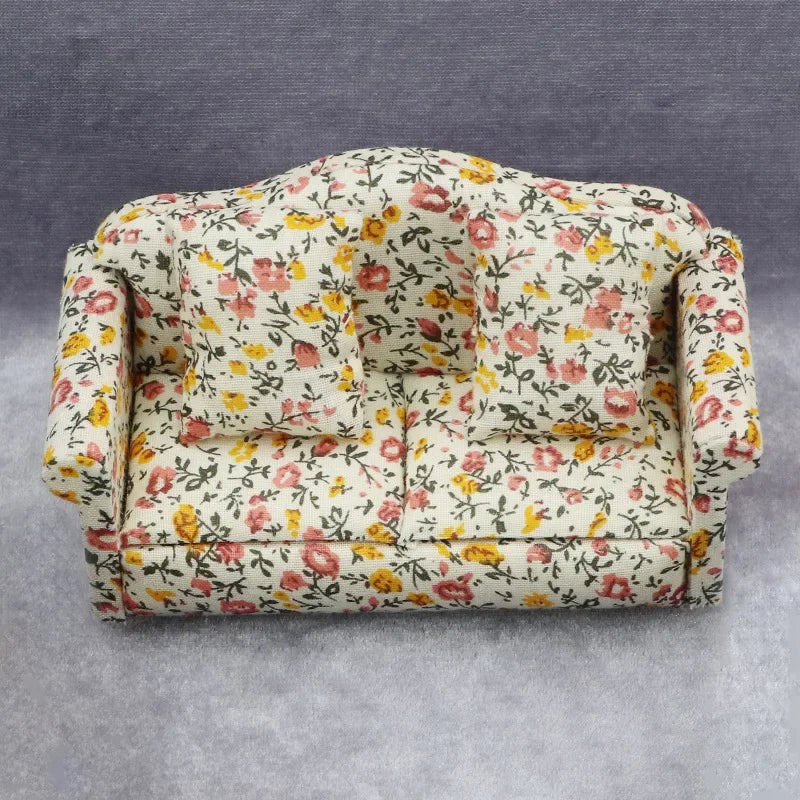 1:12 Mini Dollhouse Sofa & Pillow Set – Simulation Furniture ToyGift