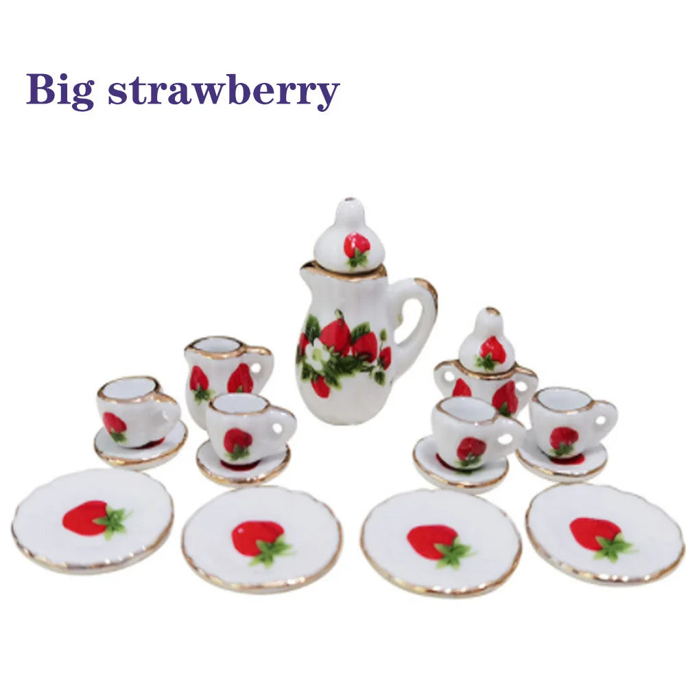 15pcs Mini Porcelain Tea Set – Dollhouse Tableware