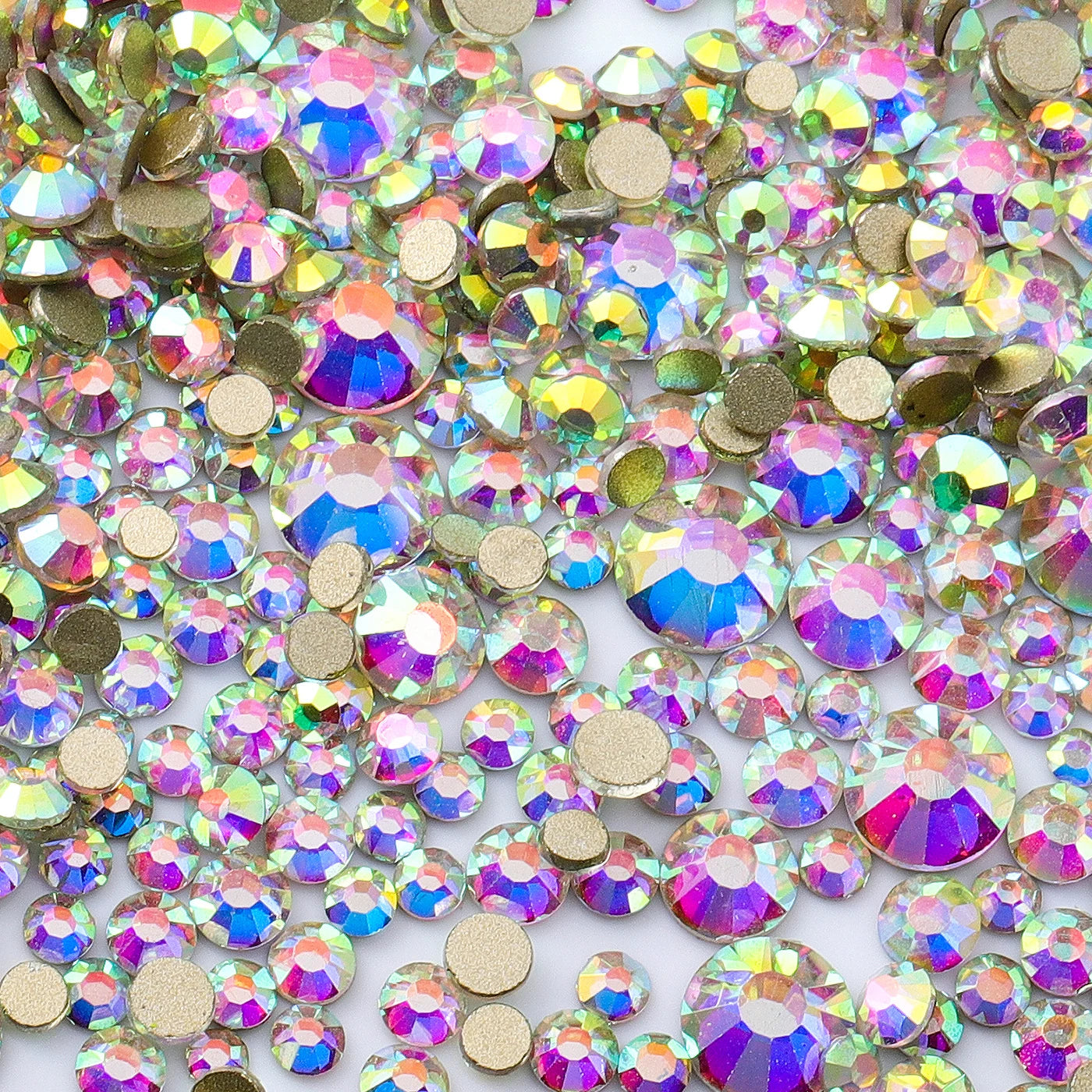 QIIY 1440pcs Glass Rhinestones – Mixed Sizes Flatback Gems