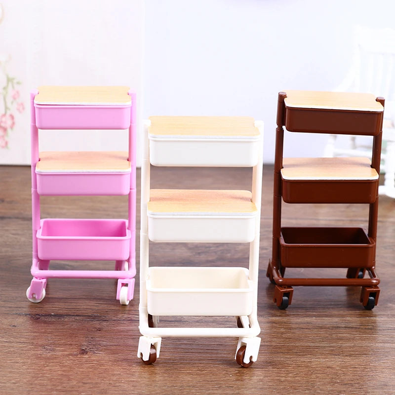 1:12 Mini Trolley Cart – Dollhouse Kitchen Storage Shelf