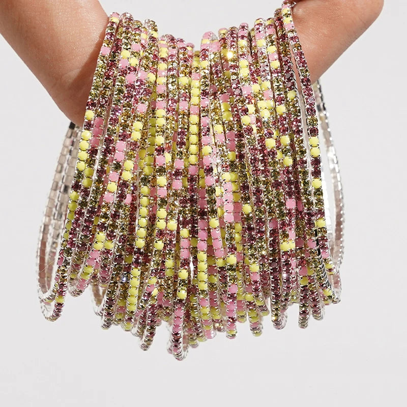 5pcs Colorful Crystal Rhinestone Elastic Bracelets