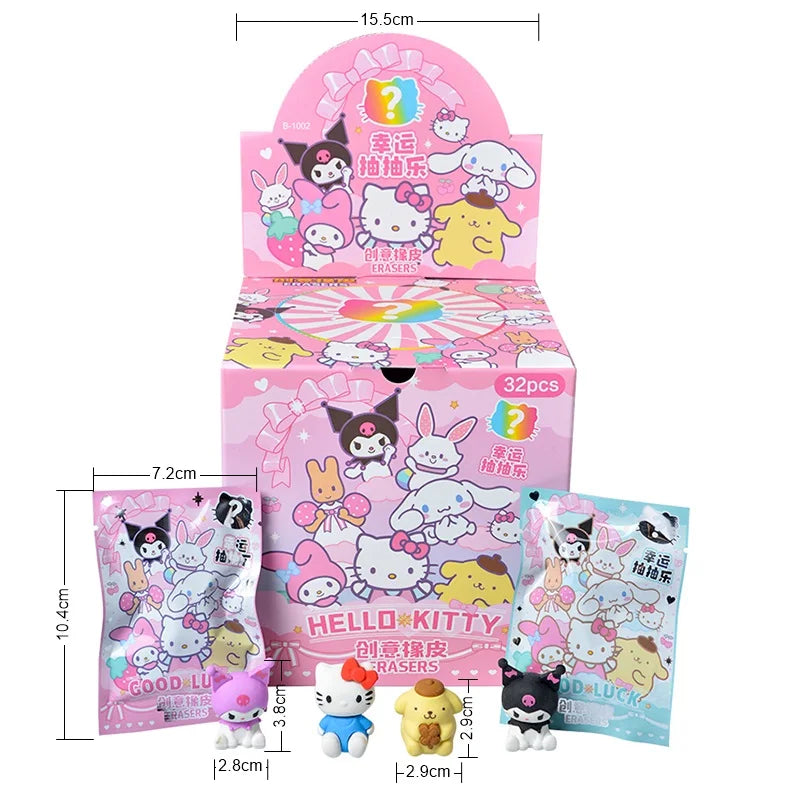 32-Piece Blind Box Anime Figure & Eraser Set