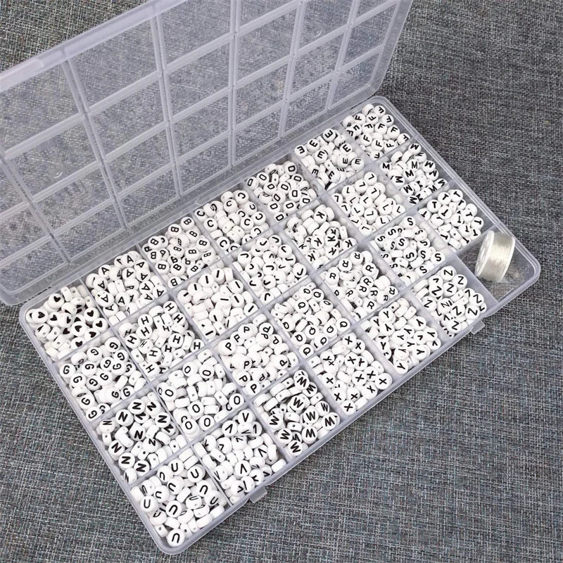 1400pcs Acrylic Alphabet Letter Beads Set with Stretch Cords