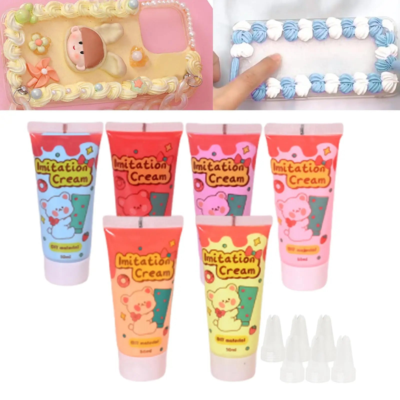 6pcs Simulation Whipped Cream Glue Set for DIY Crafts