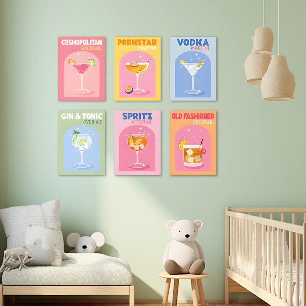 6-Pack Paint by Numbers Kit – Cocktail Art DIY Set