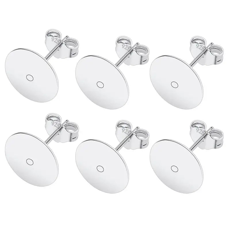 50pcs 925 Silver Plated Earring Stud Bases