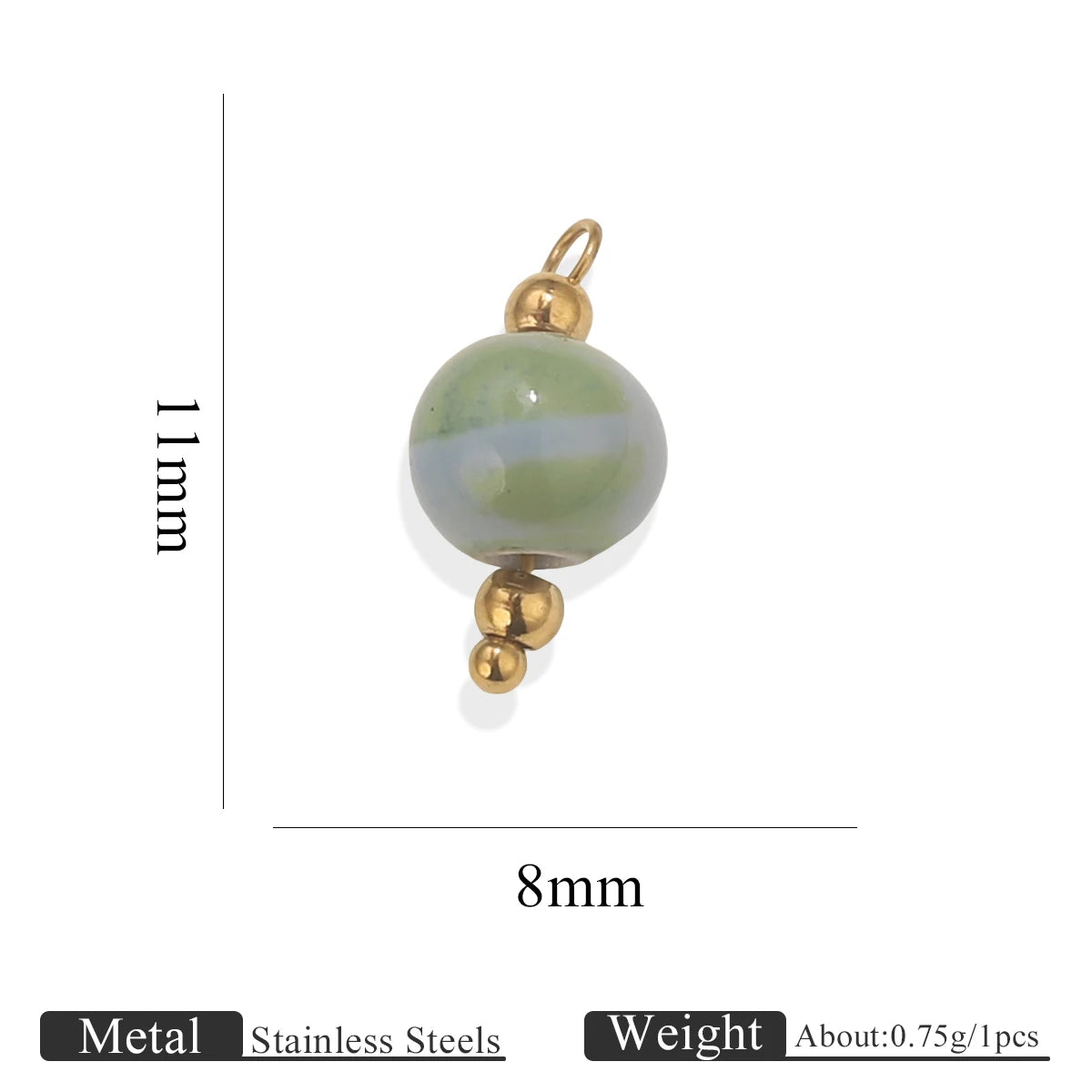 5pcs Asymmetric Ceramic & Steel Pendant Charms