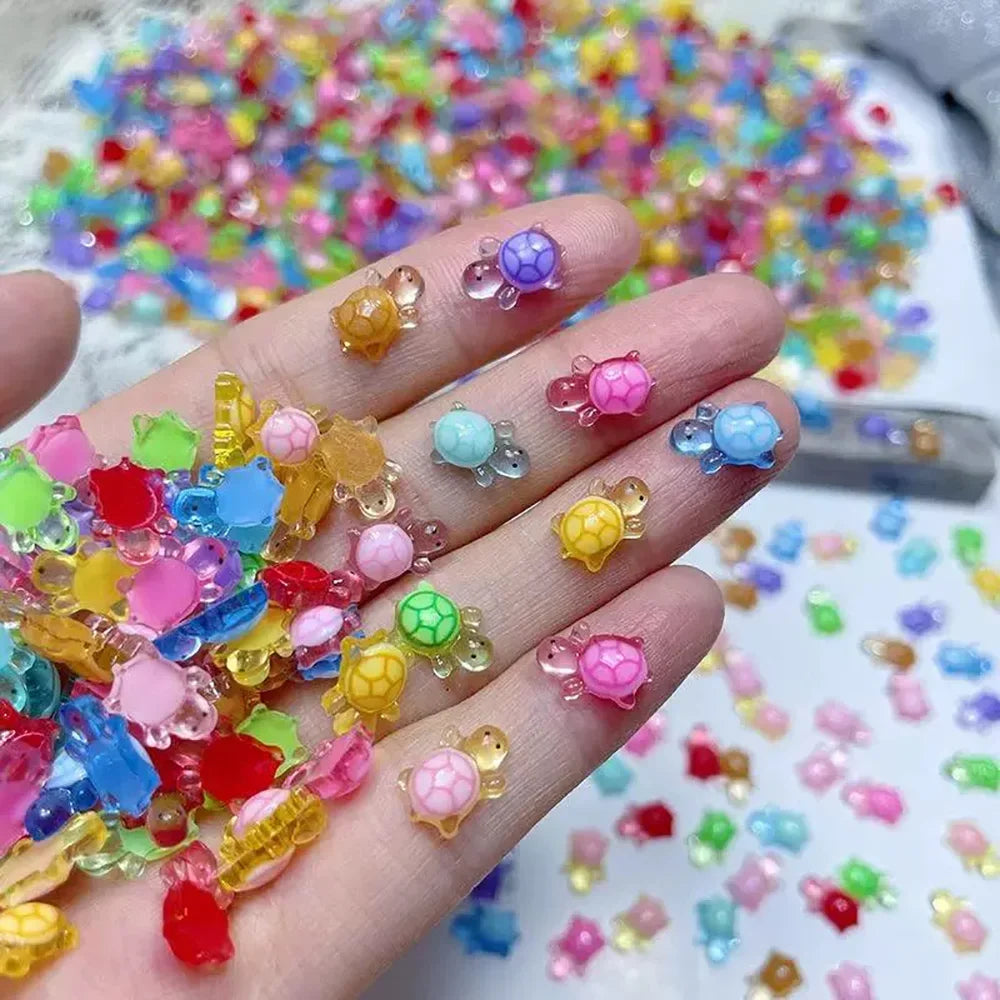100pcs Mini Glow Turtles – Resin Figurines for Crafts & Landscaping