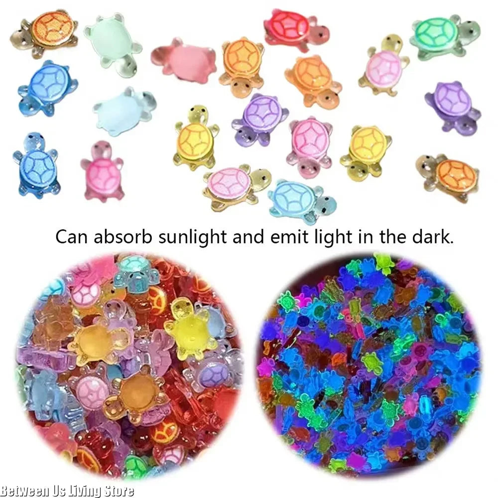 100pcs Mini Glow Turtles – Resin Figurines for Crafts & Landscaping