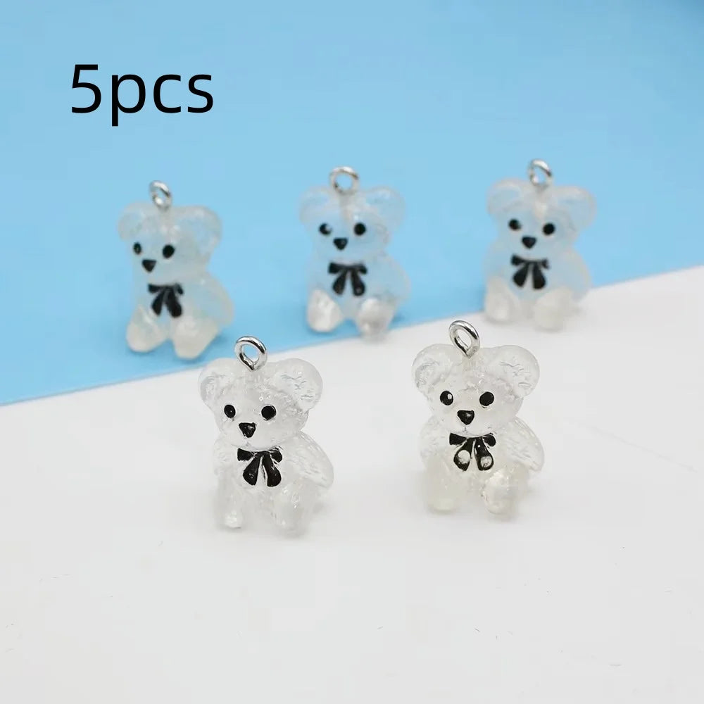 5Pcs 3D Resin Brown Bear Charms – DIY PendantJewelry Accessory Finding