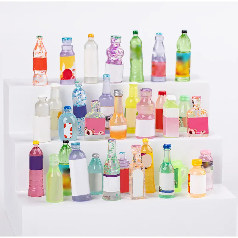 Mini Resin Beverage Bottles – Dollhouse Accessories & Party Fillers