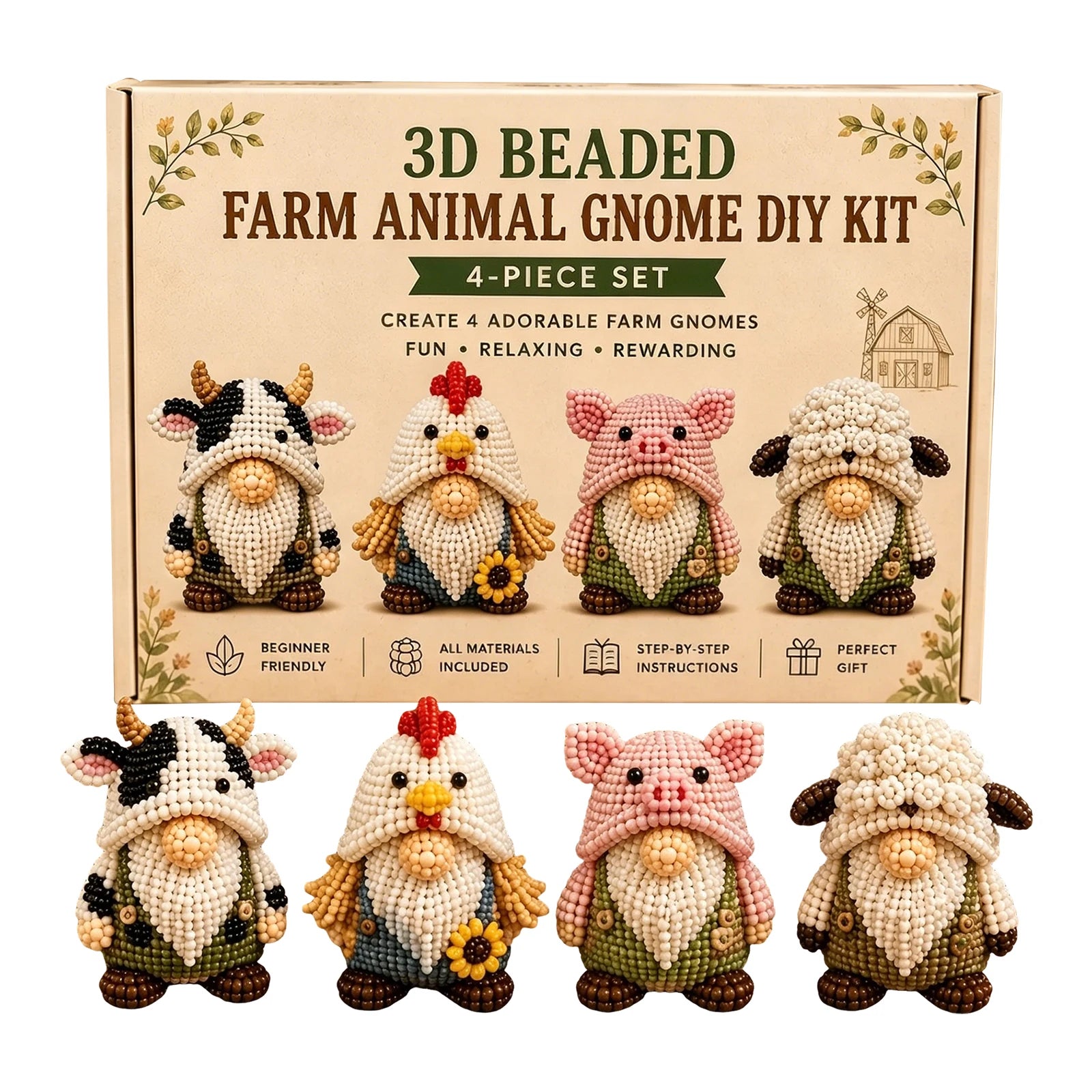 DIY Gnome Beading Kit – Complete Beadwork Craft Set with Instructions