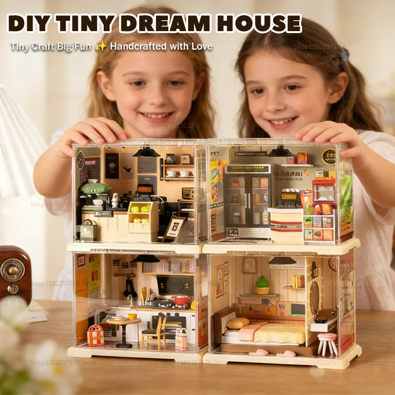 DIY Mini Dollhouse 3D Puzzle Model with Furniture & LED Lights