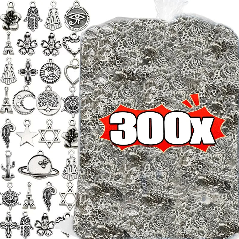 Tibetan Silver Animal Charms – 100–300pcs Mixed Pendants for DIY Jewelry