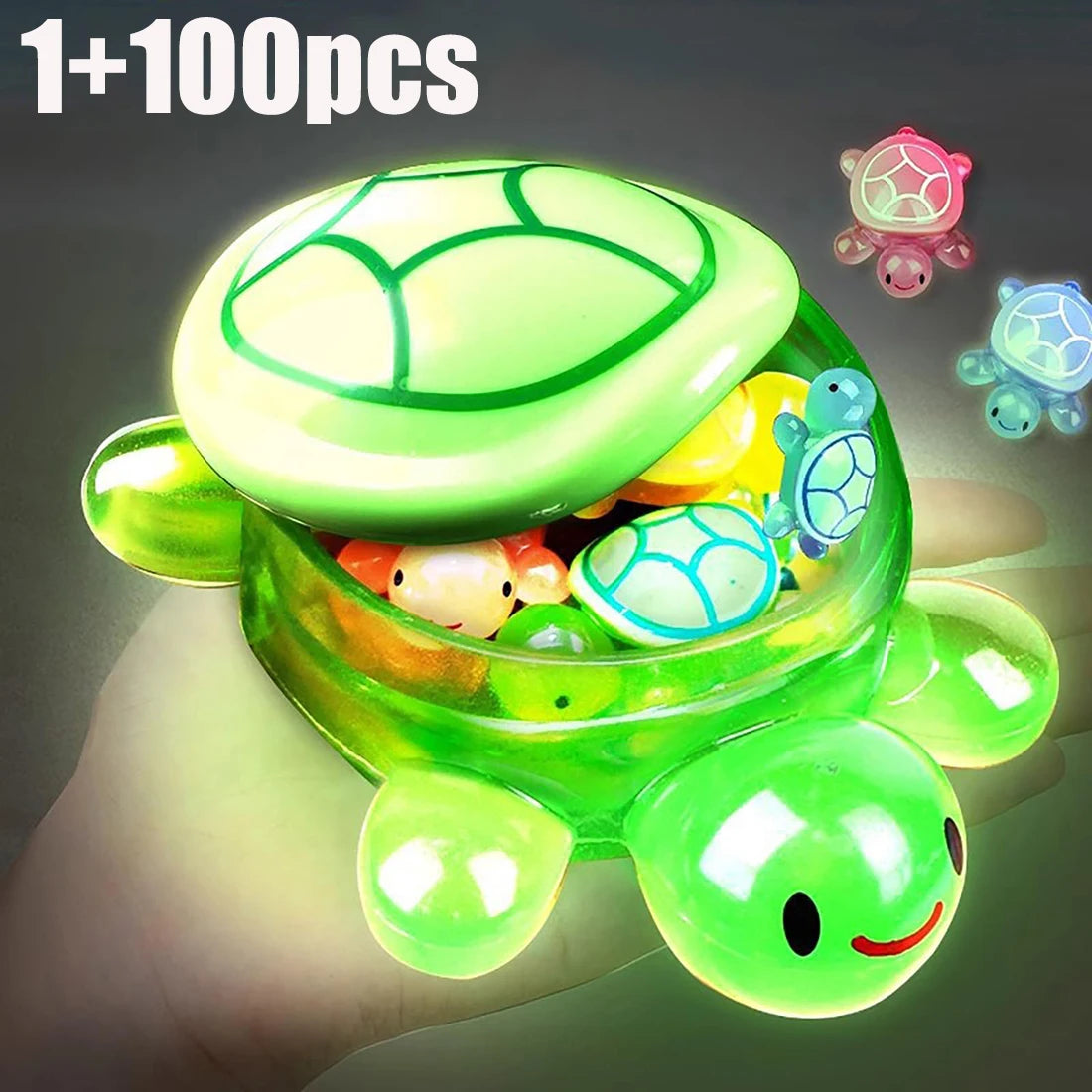 Glow Turtle Set – 1 Large + 100 Mini Luminous Resin Figurines
