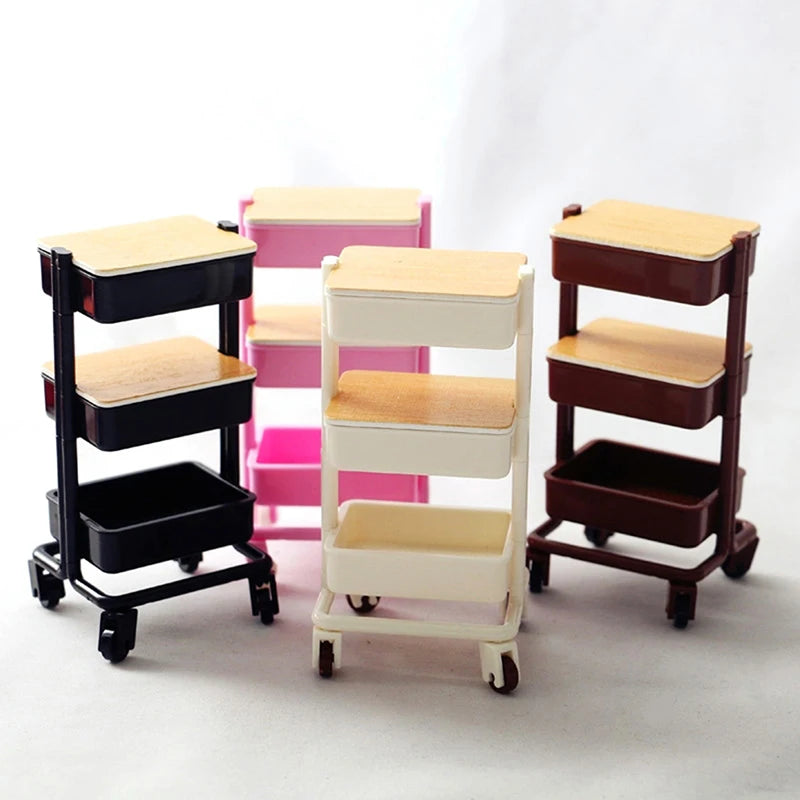 1:12 Mini Trolley Cart – Dollhouse Kitchen Storage Shelf