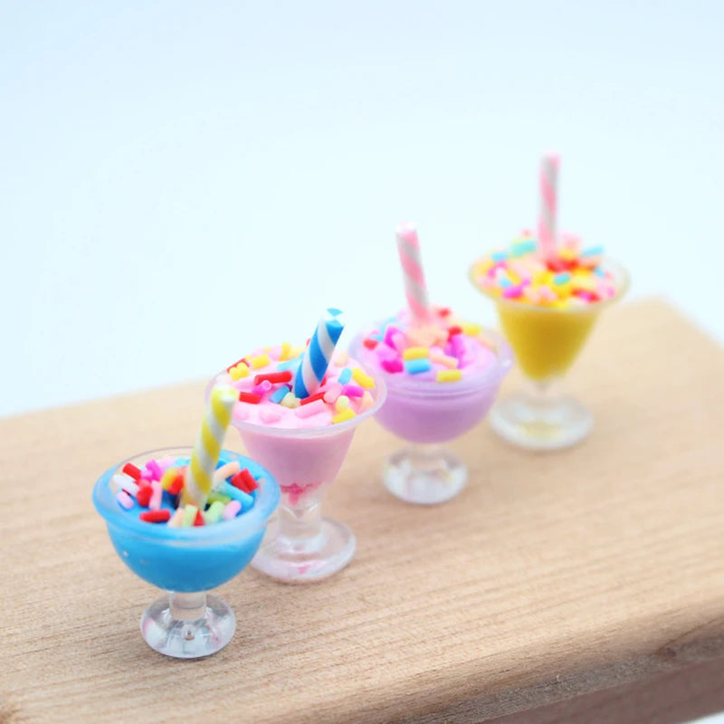 4pcs Mini Ice Cream Cups – 1:12 Dollhouse Food Decor
