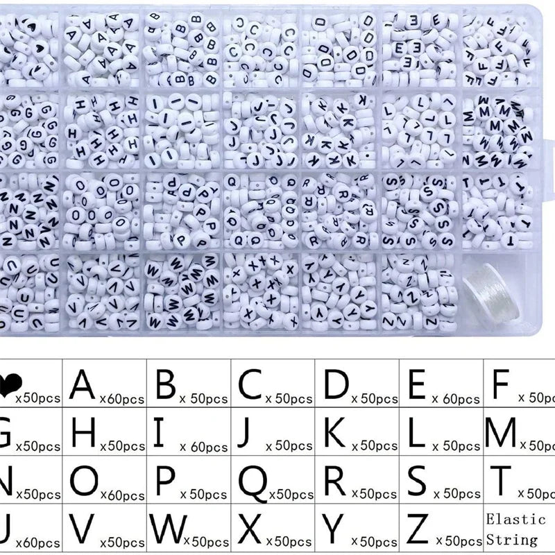 1400pcs Acrylic Alphabet Letter Beads Set with Stretch Cords