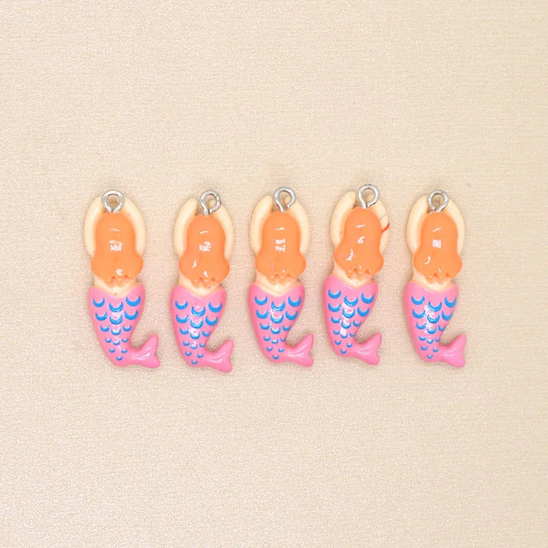 10pcs Swimming Boy & Girl Charms – Cartoon Resin Pendants