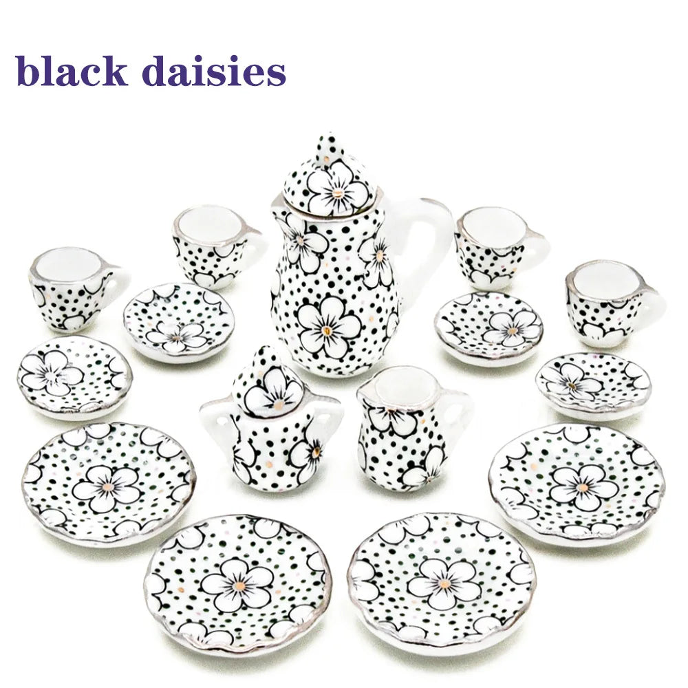 15pcs Mini Porcelain Tea Set – Dollhouse Tableware