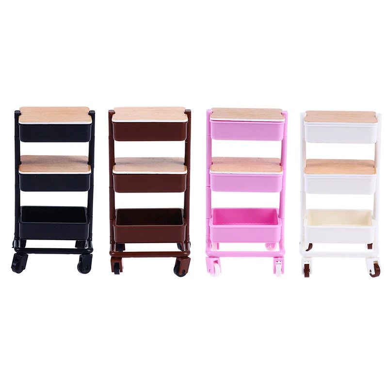 1:12 Mini Trolley Cart – Dollhouse Kitchen Storage Shelf
