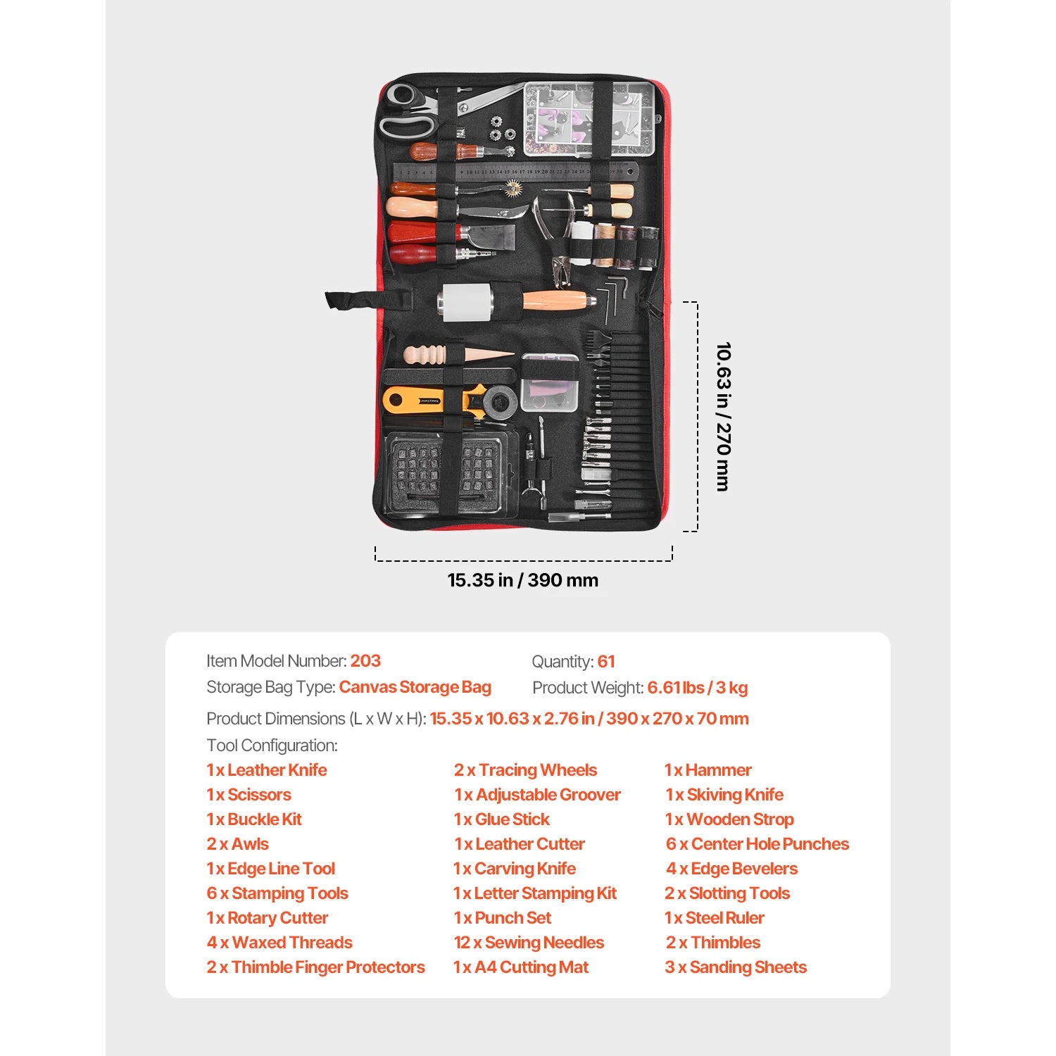 VEVOR Leather Working Tools Kit with Bag – 38–92pcs