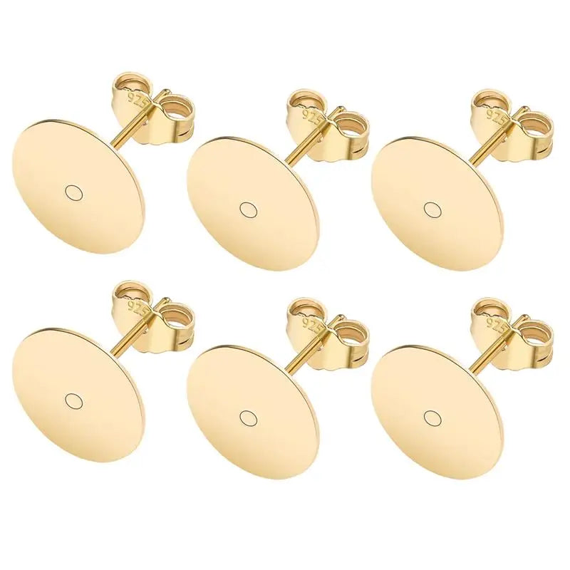 50pcs 925 Silver Plated Earring Stud Bases