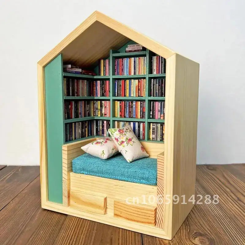 Shake Away Anxiety Bookroom Miniature – Stress Relief Bookshelf Decor