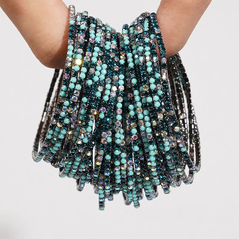 5pcs Colorful Crystal Rhinestone Elastic Bracelets