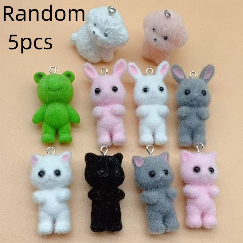5-Piece 3D Animal Resin Charms – DIY Jewelry Set