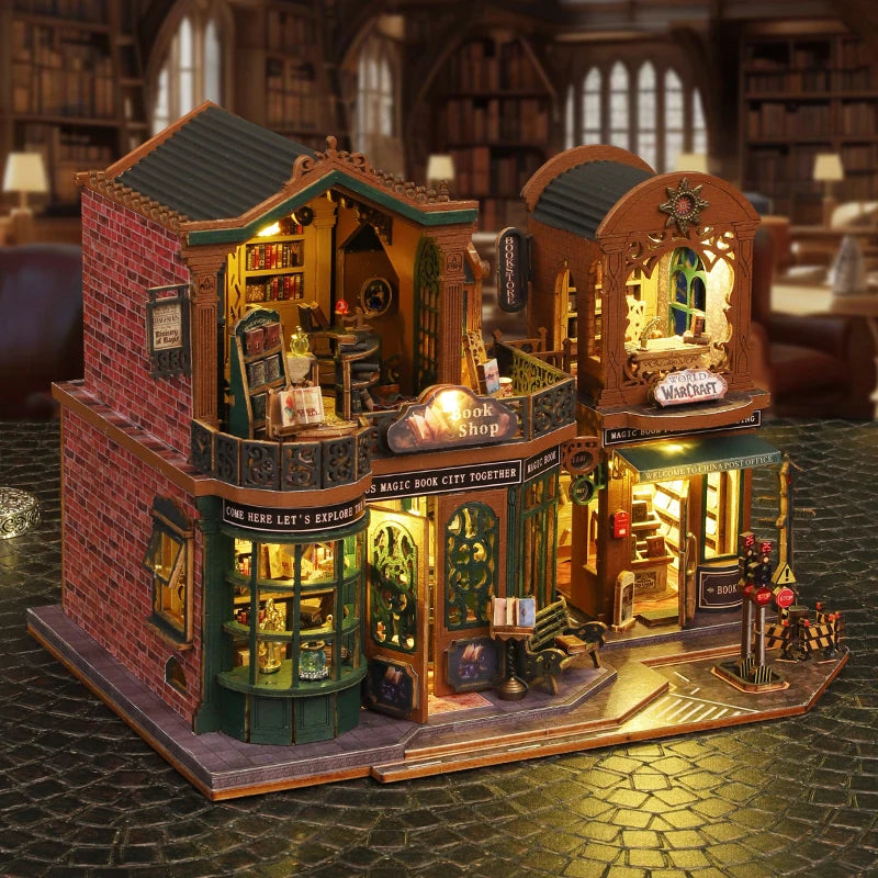Twilight Bookstore DIY Wooden Dollhouse Kit