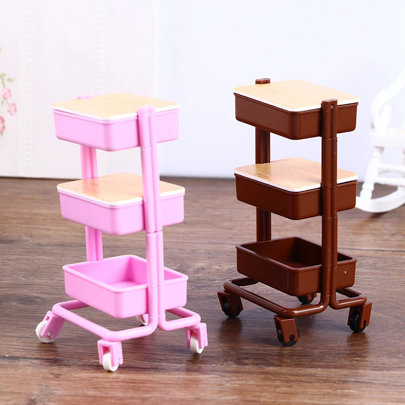 1:12 Mini Trolley Cart – Dollhouse Kitchen Storage Shelf