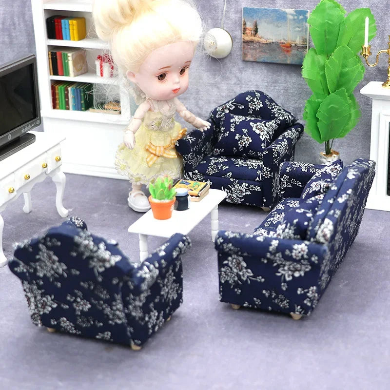 1:12 Mini Dollhouse Sofa & Pillow Set – Simulation Furniture ToyGift