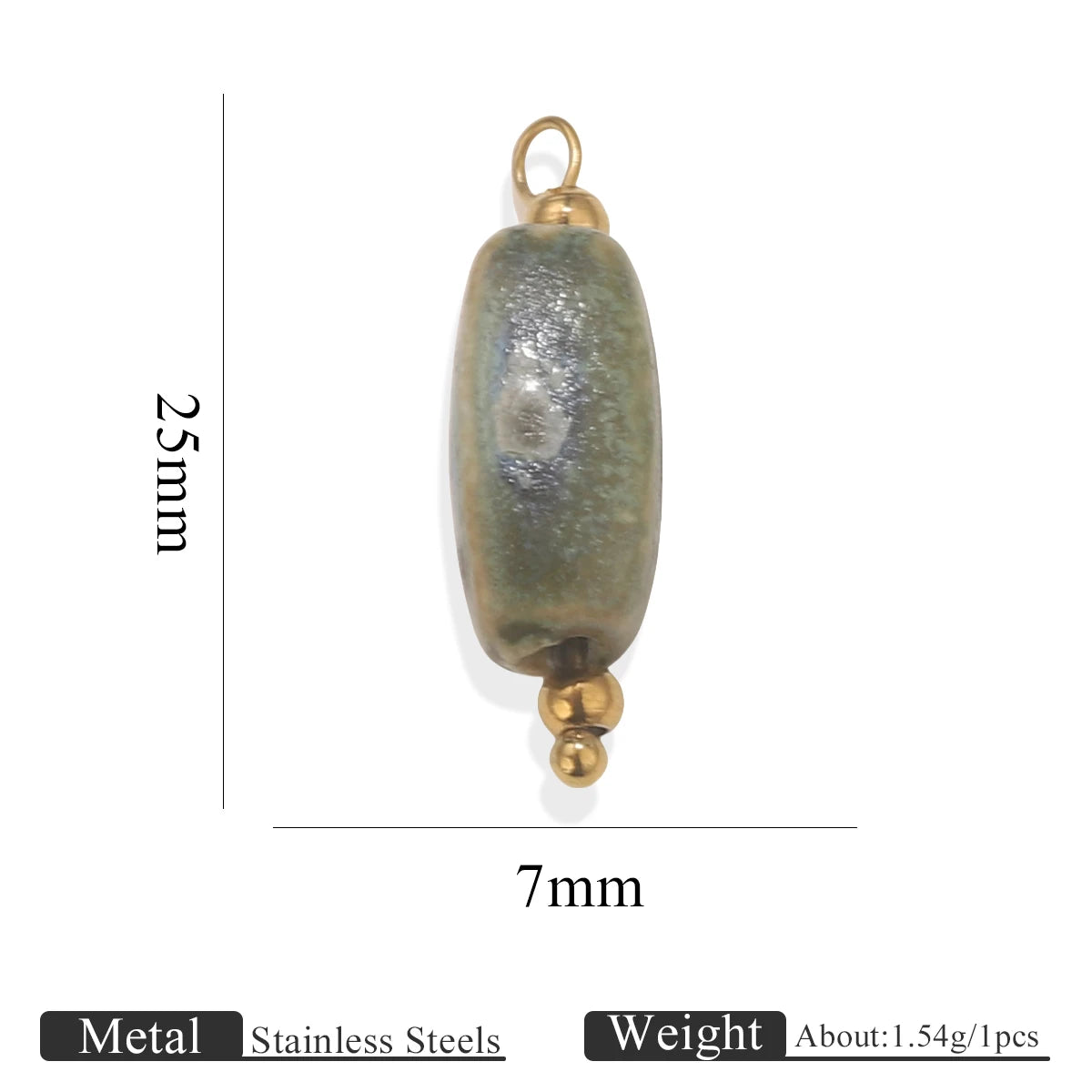 5pcs Asymmetric Ceramic & Steel Pendant Charms