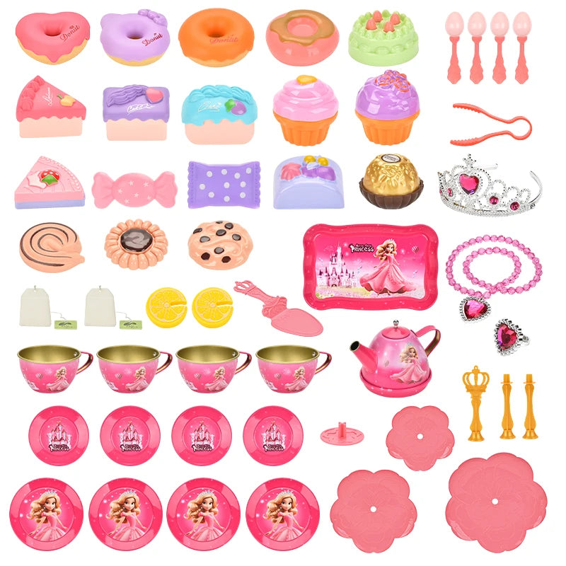 52-Piece Princess Tea Party Set – Metal Pretend Play Toy,