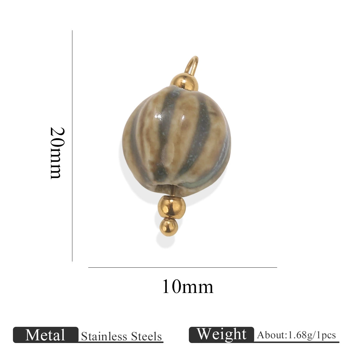 5pcs Asymmetric Ceramic & Steel Pendant Charms