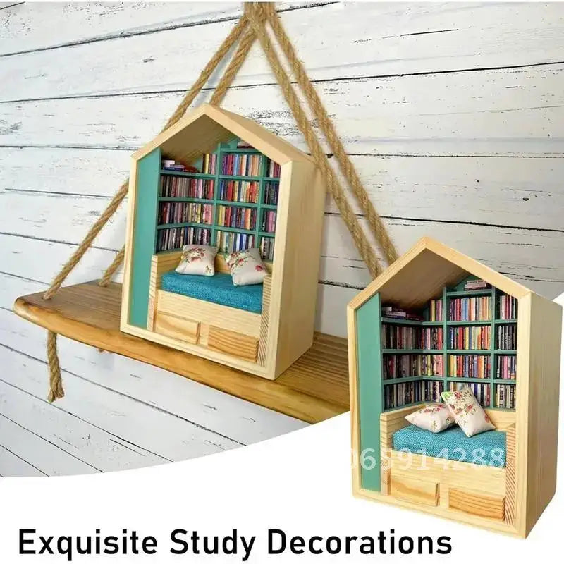 Shake Away Anxiety Bookroom Miniature – Stress Relief Bookshelf Decor