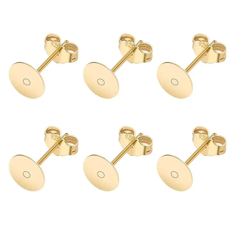 50pcs 925 Silver Plated Earring Stud Bases