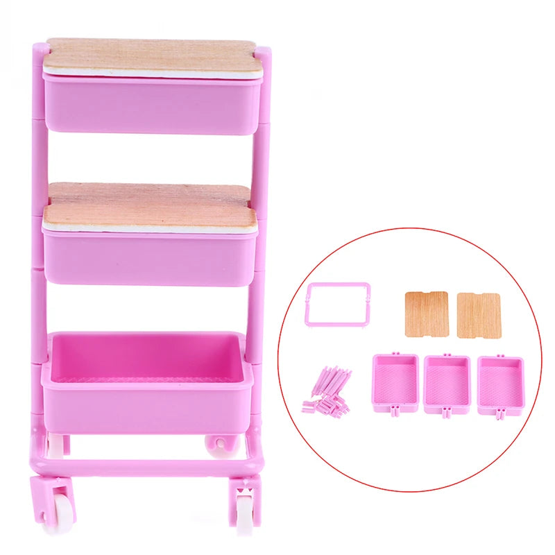 1:12 Mini Trolley Cart – Dollhouse Kitchen Storage Shelf